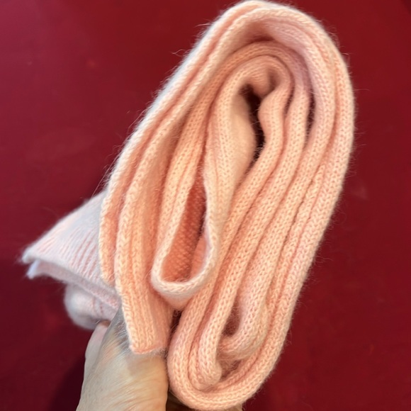 Pink Lambswool scarf Angora KNIT winter LIGHT weight cute design kids/adult 53”L - Picture 9 of 9